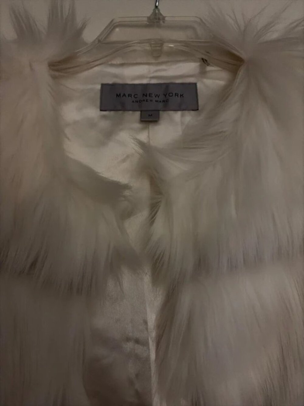 Marc New York Off-White Tiered Faux Fur Open-Front Vest with Pockets - Size Medi